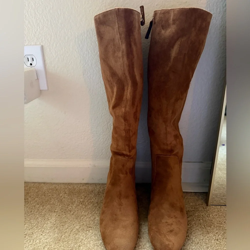 J. Crew Tan Suede Over the Knee Boots